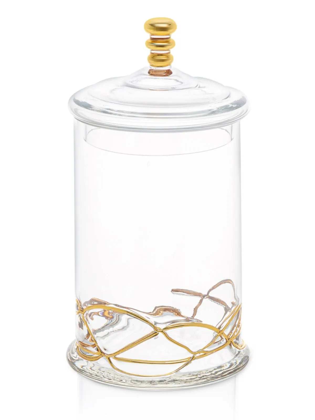 Glass Jar With Gold Swirl Design and Lid - Large