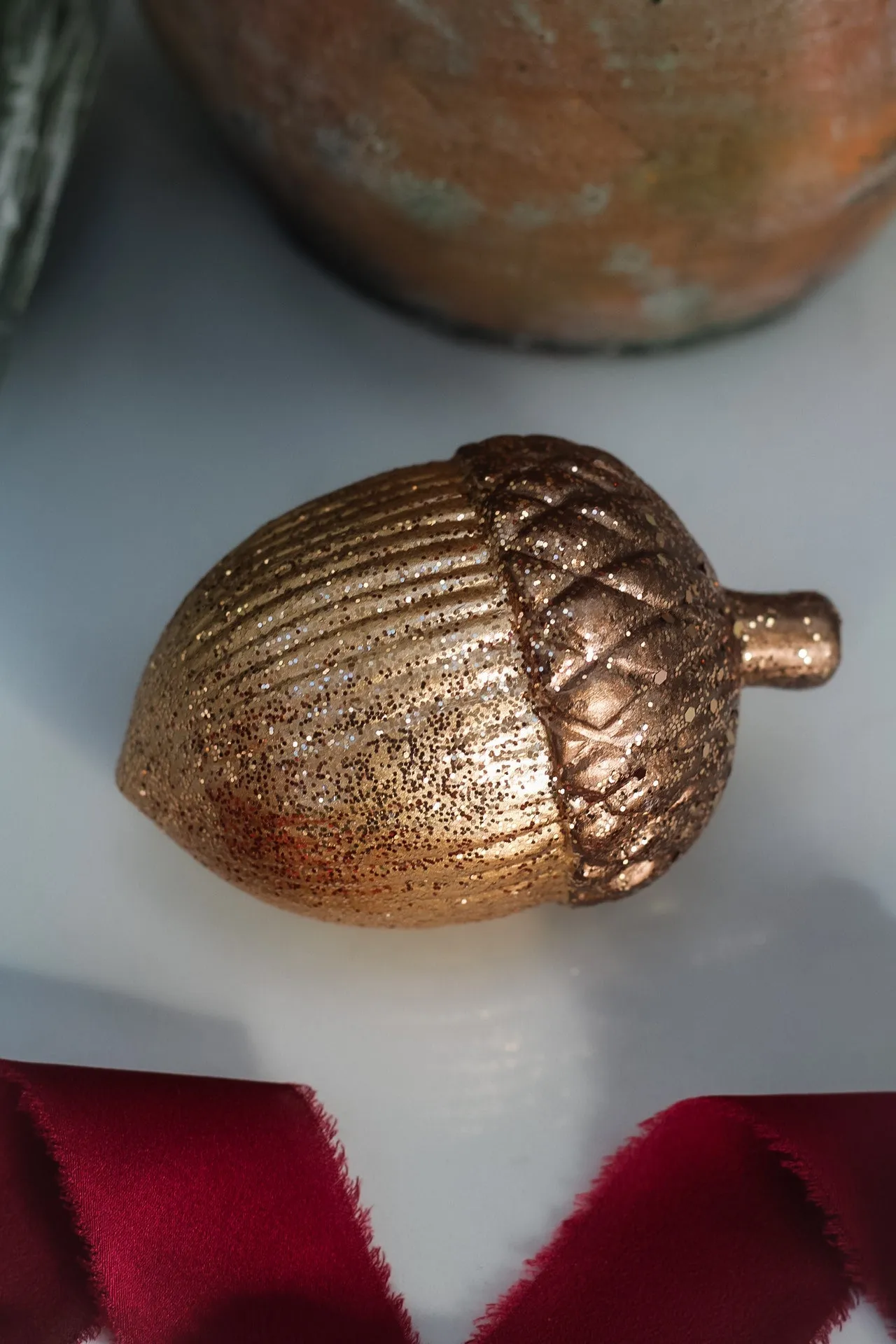 Gold Glitter Acorn Ornament