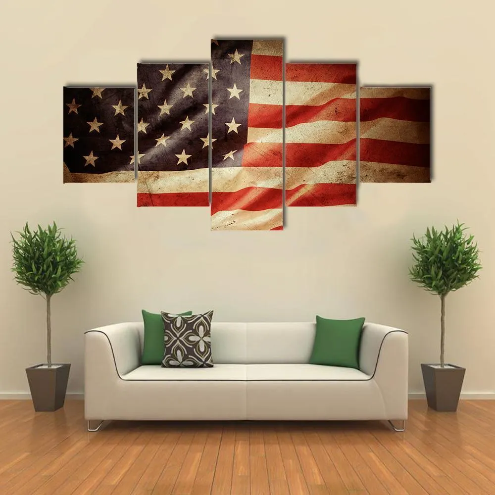 Grunge American Flag Canvas Wall Art