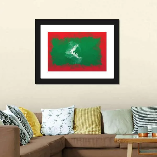 Grunge Maldives Flag Canvas Wall Art