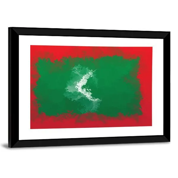 Grunge Maldives Flag Canvas Wall Art