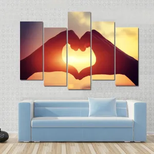 Hands Making Heart Shape Canvas Wall Art