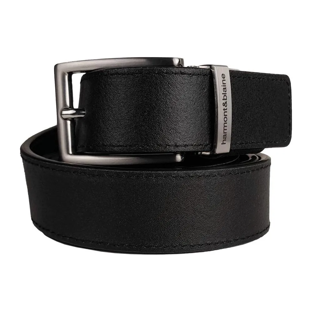 Harmont & Blaine Reversible Black Calfskin Leather Belt