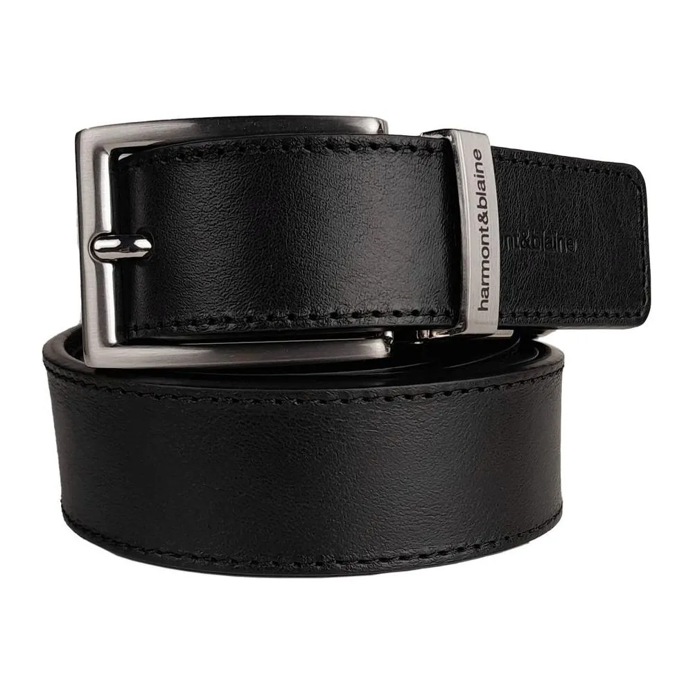 Harmont & Blaine Reversible Black Calfskin Leather Belt