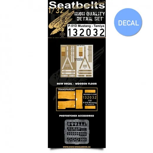 HGW 1/32 P-51D Mustang - Seatbelts   Wooden Floor Decal | 132032