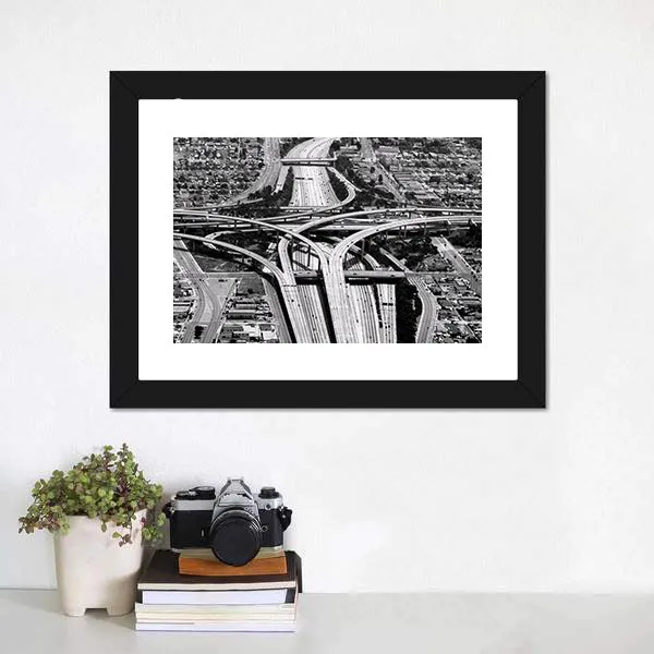 Highway Crossing At Los Angeles Airport Canvas Wall Art