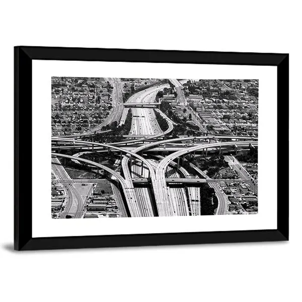 Highway Crossing At Los Angeles Airport Canvas Wall Art