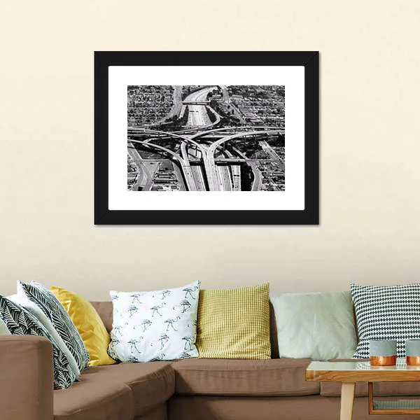 Highway Crossing At Los Angeles Airport Canvas Wall Art