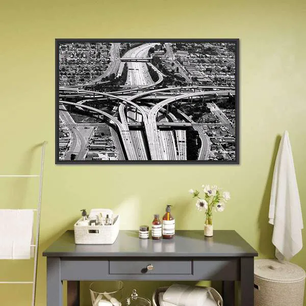 Highway Crossing At Los Angeles Airport Canvas Wall Art