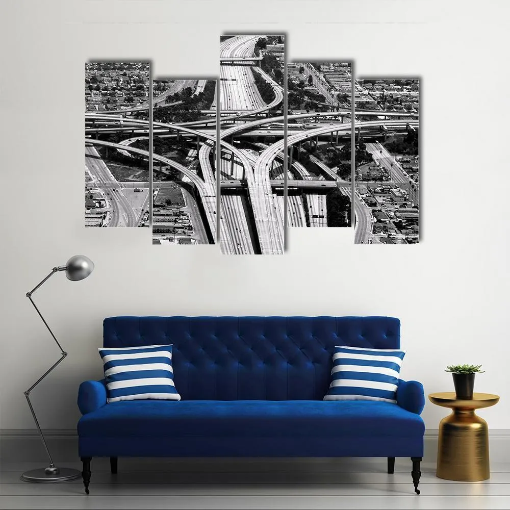 Highway Crossing At Los Angeles Airport Canvas Wall Art