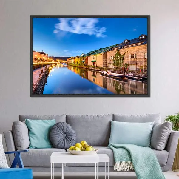 Historic Canal In Japan Canvas Wall Art