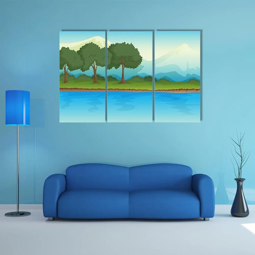 Illustration Of A River Canvas Wall Art