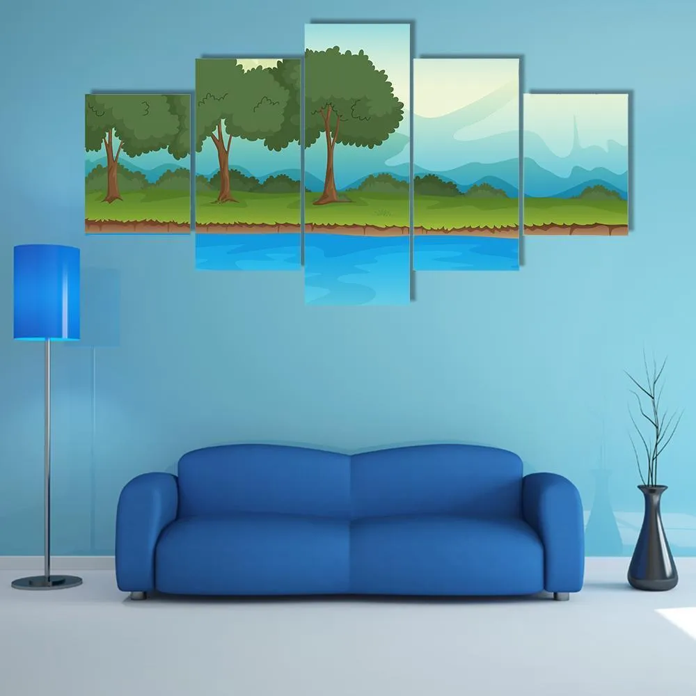 Illustration Of A River Canvas Wall Art