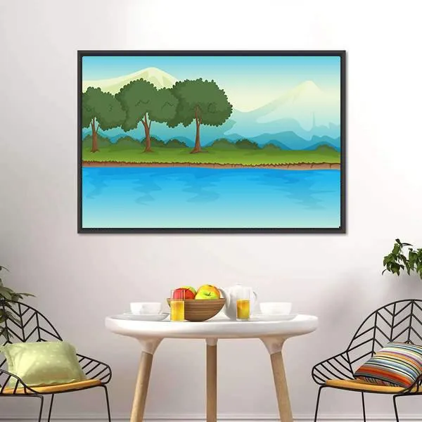 Illustration Of A River Canvas Wall Art