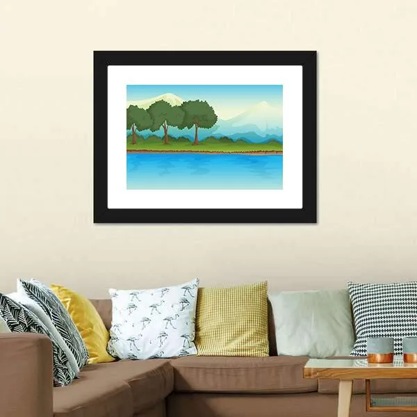 Illustration Of A River Canvas Wall Art