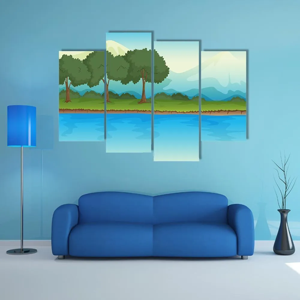 Illustration Of A River Canvas Wall Art