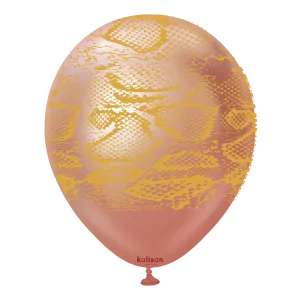 Kalisan 12" Snake Printed Mirror Rose Gold (Gold) Latex Balloon, 25 pieces