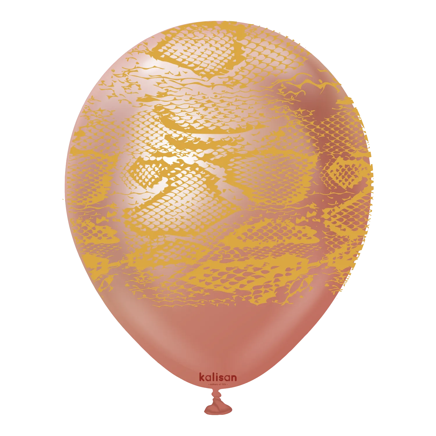 Kalisan 12" Snake Printed Mirror Rose Gold (Gold) Latex Balloon, 25 pieces