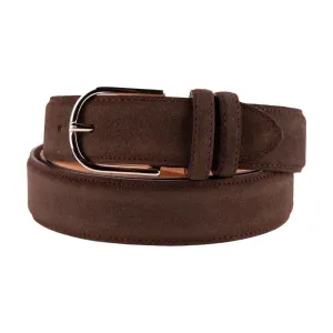 Made in Italy Elegant Brown Suede Calfskin Belt