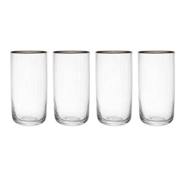 Mikasa Sorrento 4-Piece Crystal Highball Glass Set, 510ml