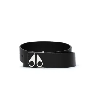 Moose Knuckles Logo Icon Belt in Black & Silver