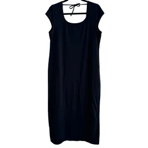 NY & Co Womens Black Sleeveless Tie Back Scoop Neck Cap Sleeve Maxi Dress - XL