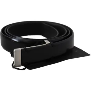 PLEIN SUD Elegant Black Leather Waist Belt