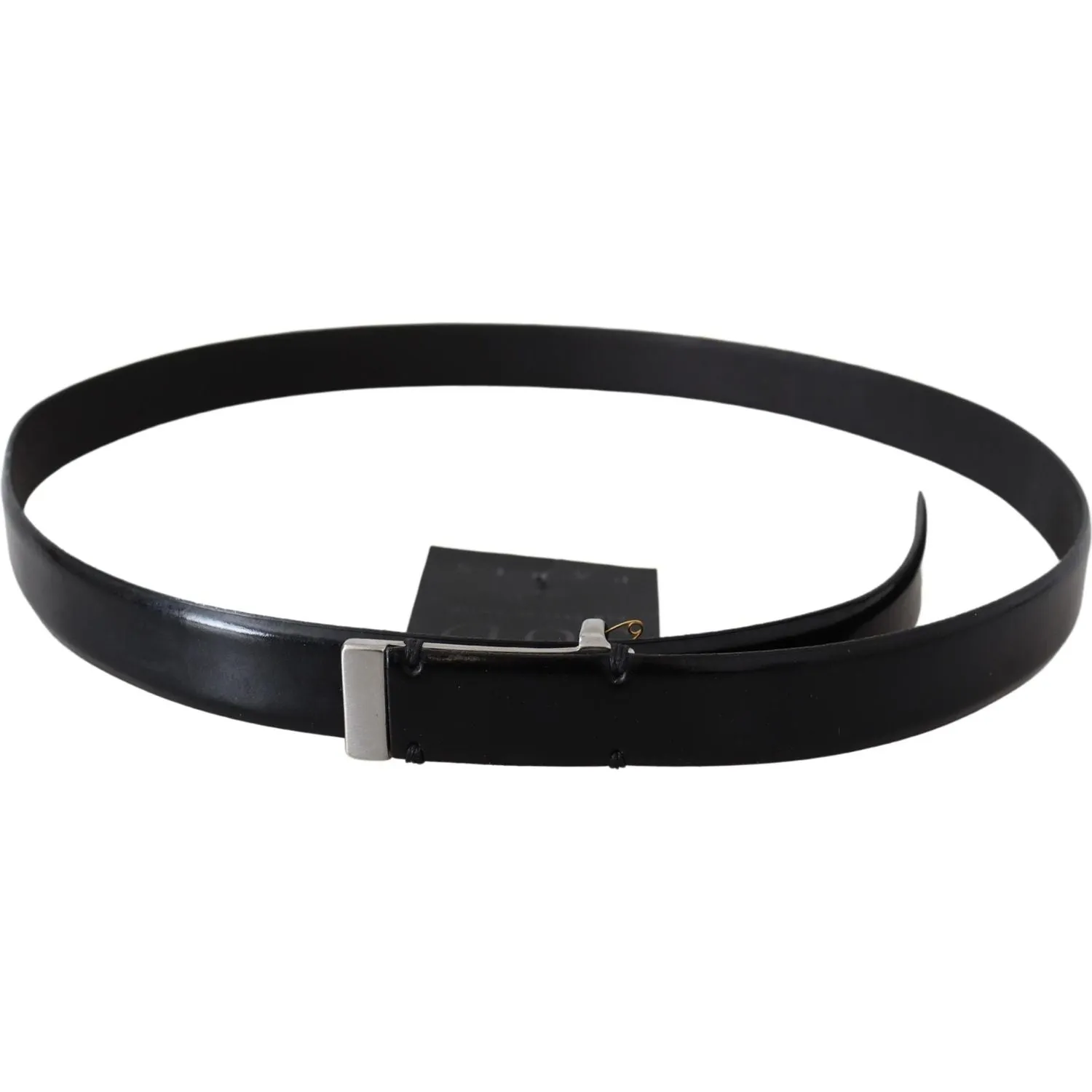 PLEIN SUD Elegant Black Leather Waist Belt