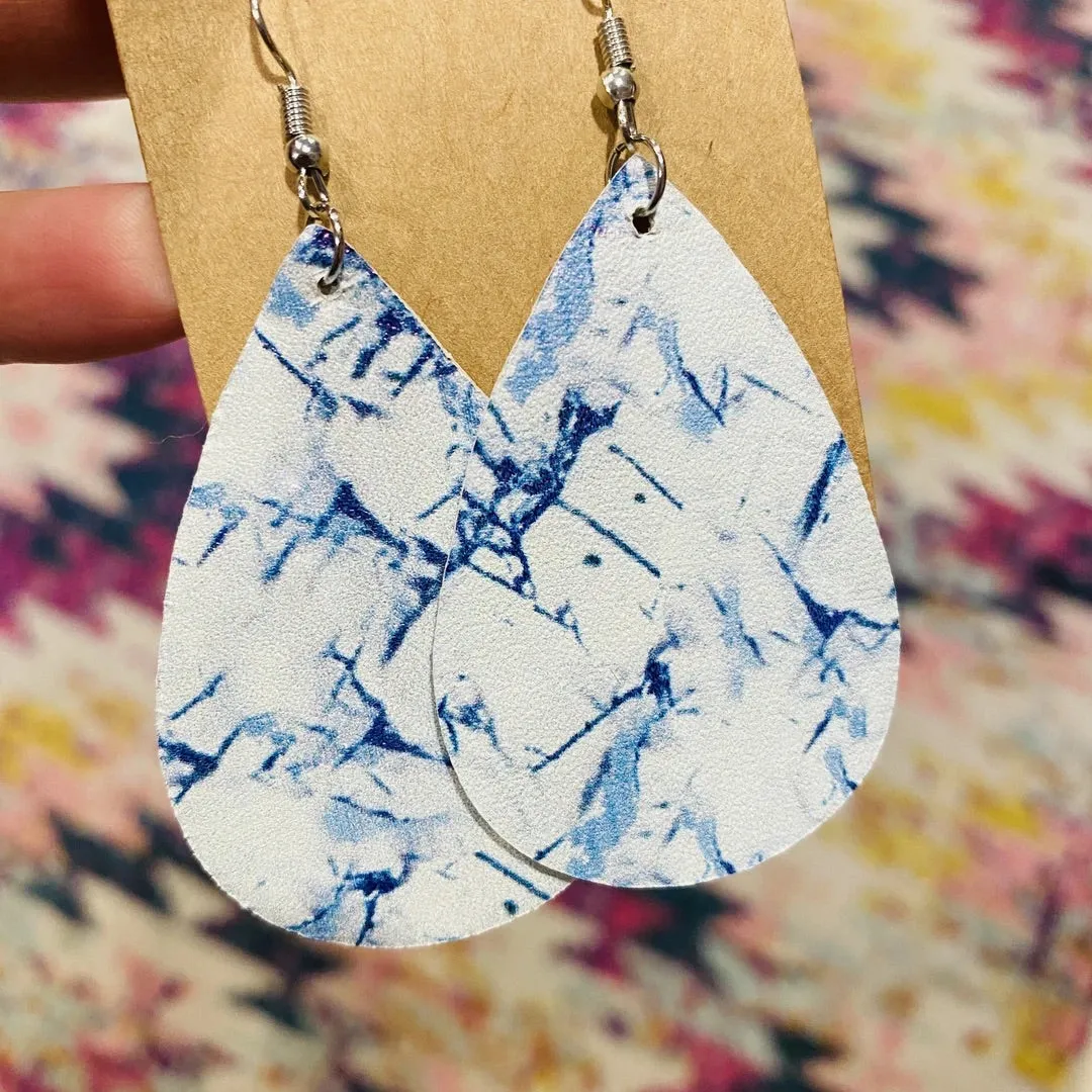 Printed Leather Drop Earring