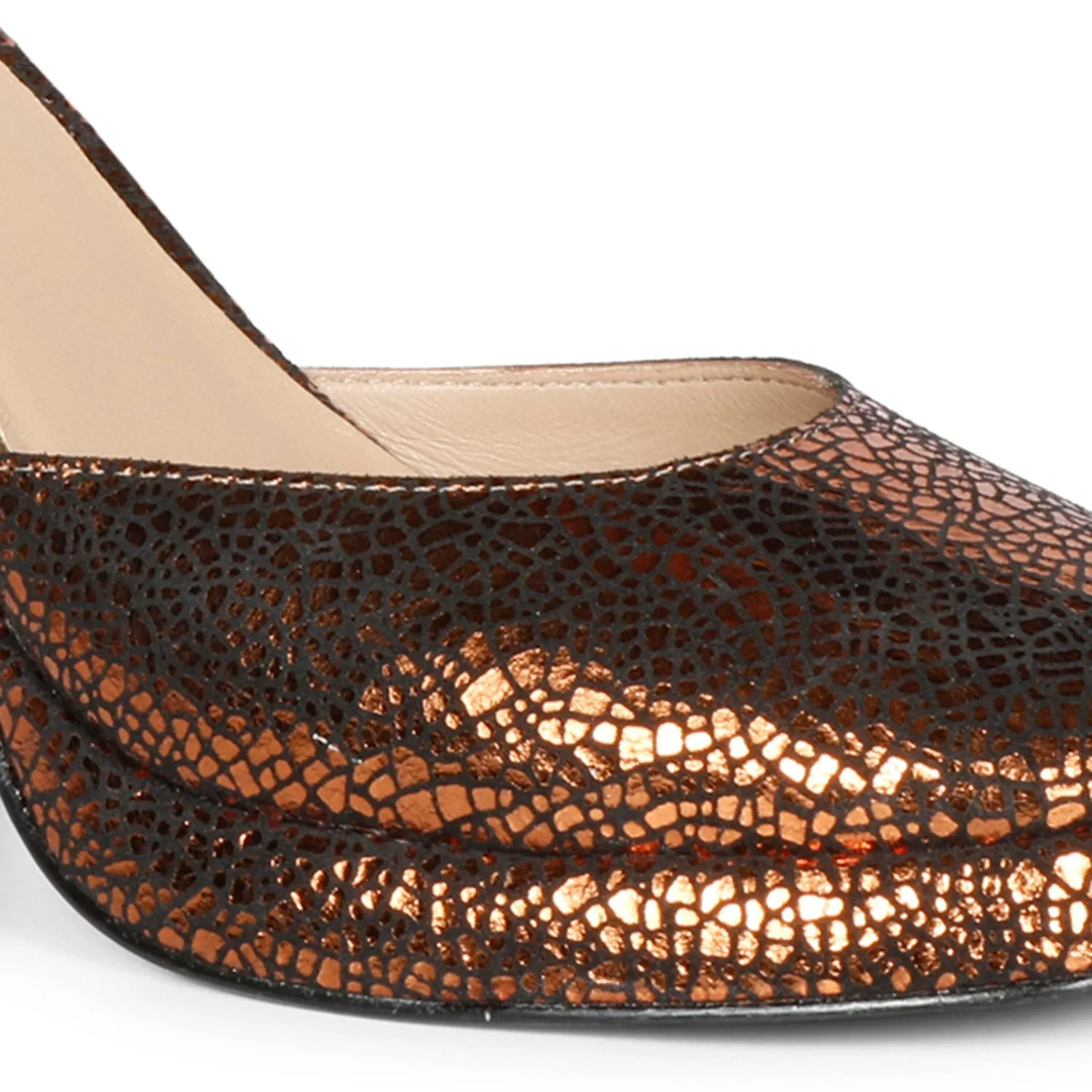 Saint Emma Metallic Bronze Leather Block Heels