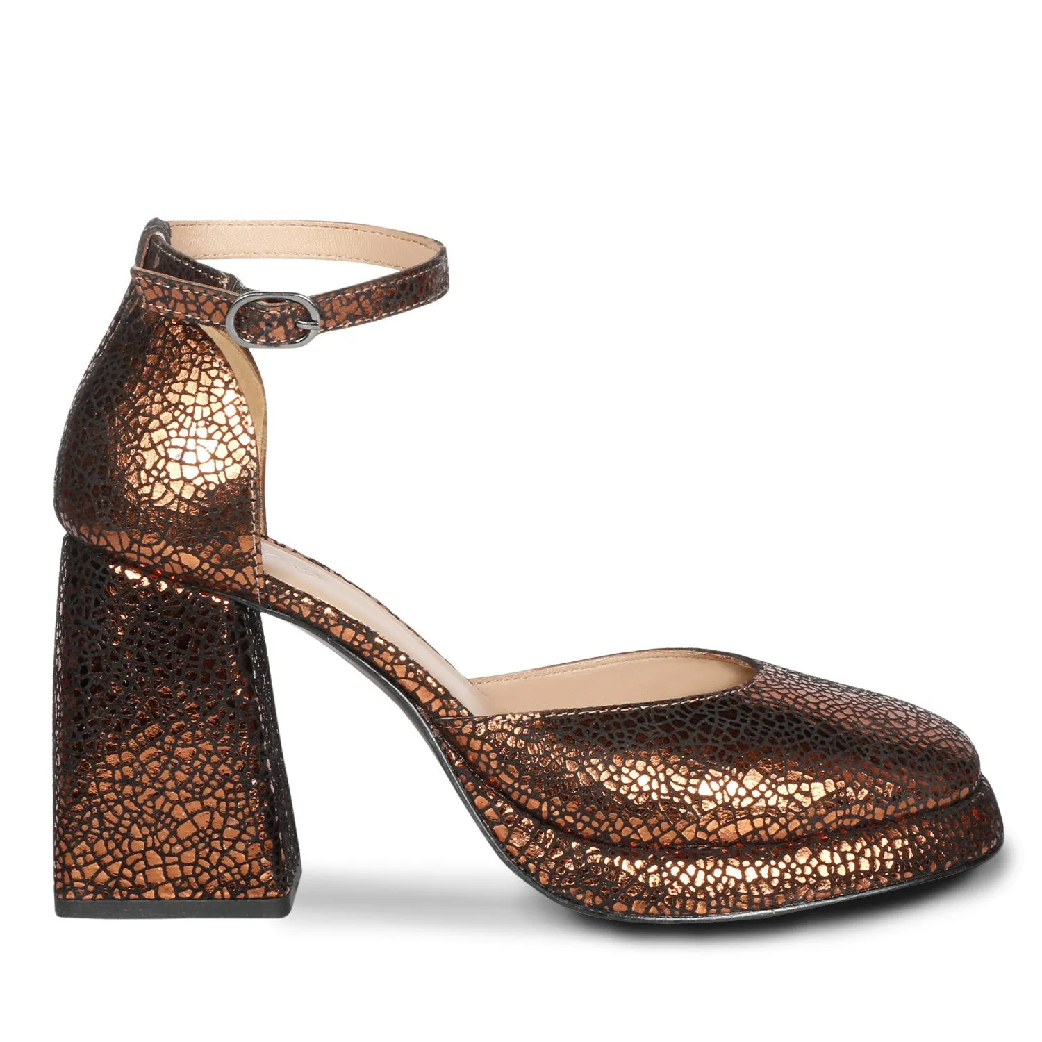 Saint Emma Metallic Bronze Leather Block Heels