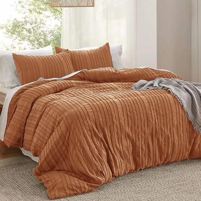 Striped Tufted Embroidery Duvet Cover Set