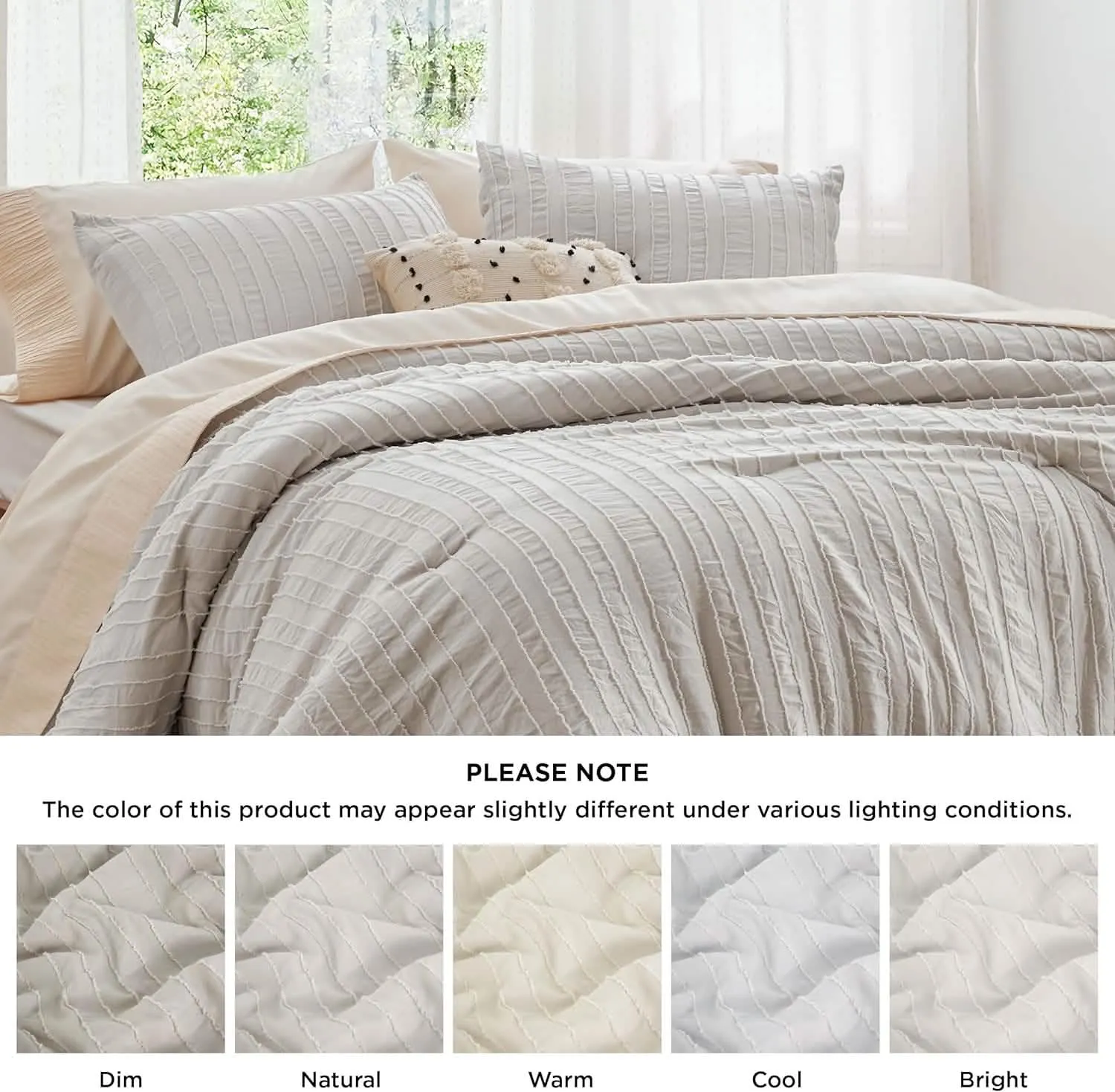 Striped Tufted Embroidery Duvet Cover Set