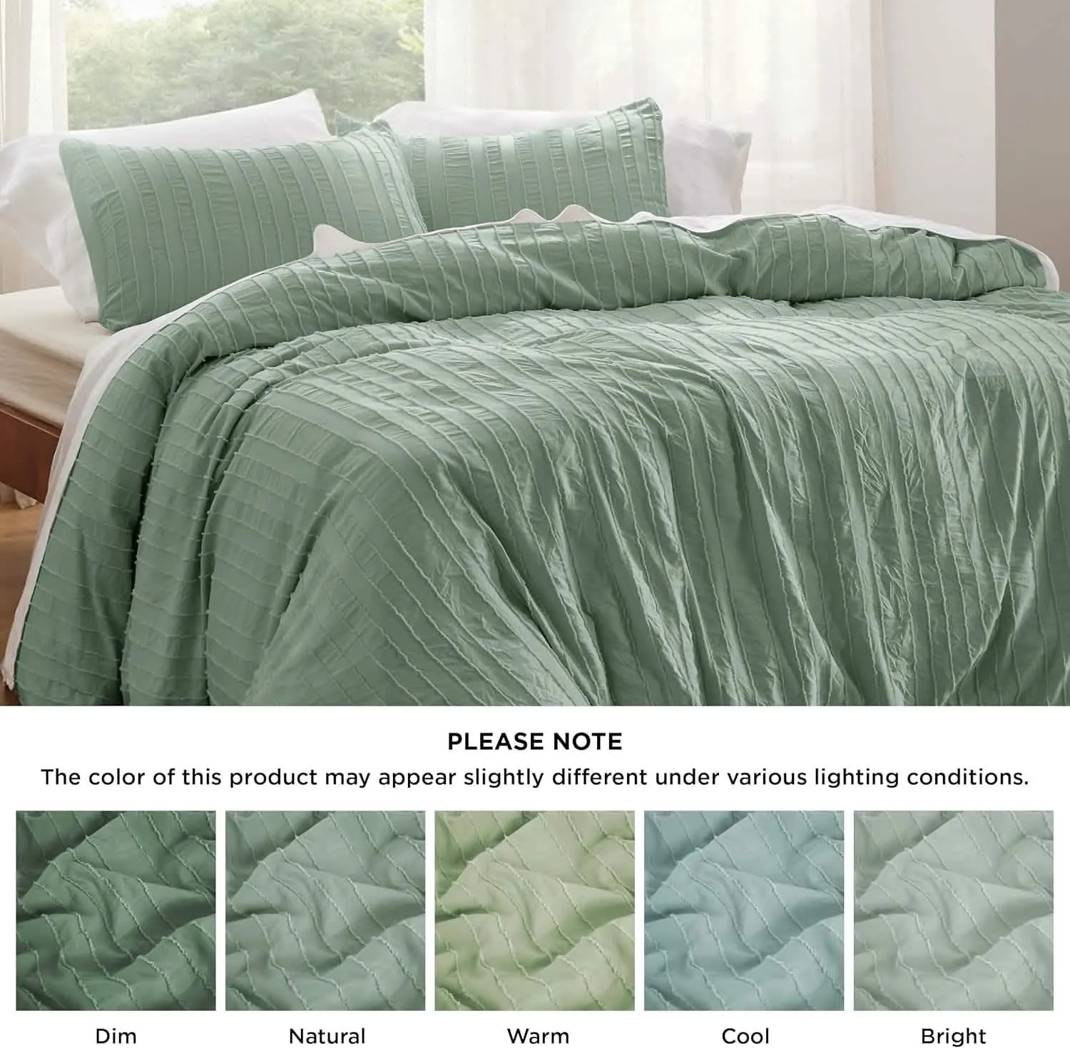 Striped Tufted Embroidery Duvet Cover Set