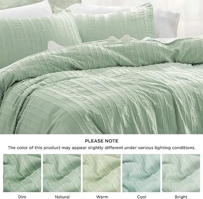 Striped Tufted Embroidery Duvet Cover Set