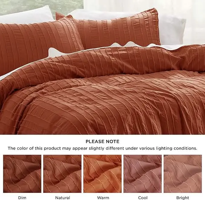 Striped Tufted Embroidery Duvet Cover Set