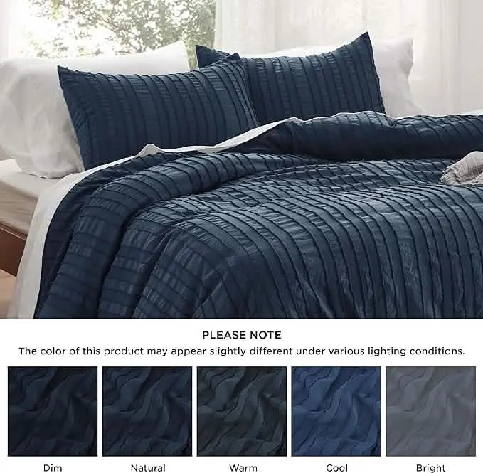 Striped Tufted Embroidery Duvet Cover Set