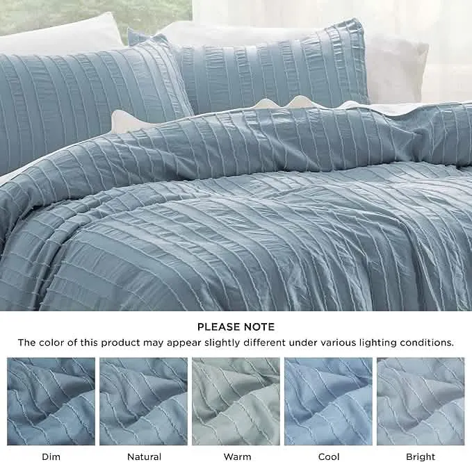 Striped Tufted Embroidery Duvet Cover Set