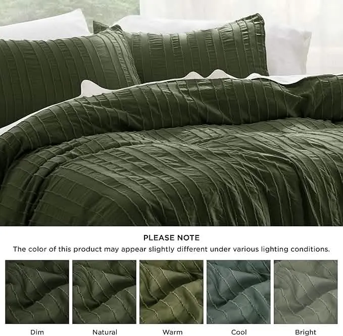 Striped Tufted Embroidery Duvet Cover Set