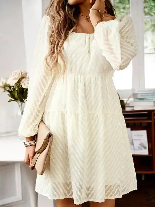 Temperament elegant long sleeve waist dress