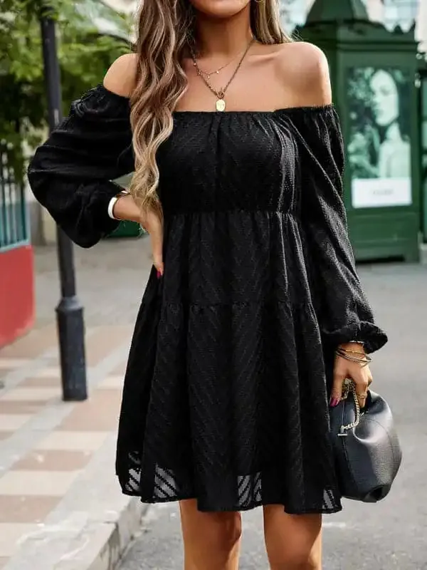 Temperament elegant long sleeve waist dress