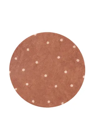 WASHABLE ROUND RUG DOT CHESTNUT