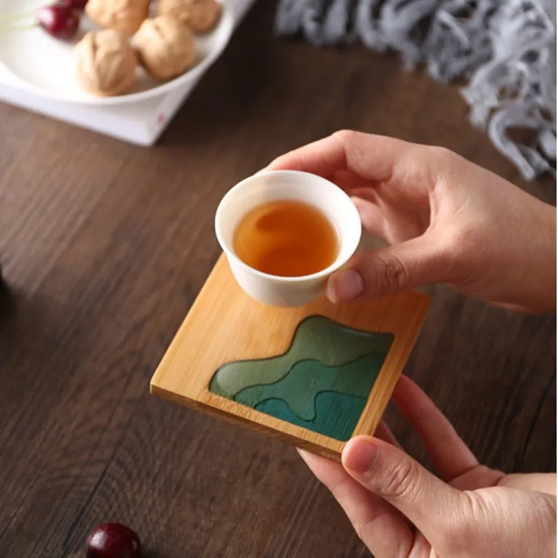 Water Art Insulated Bamboo Coasters