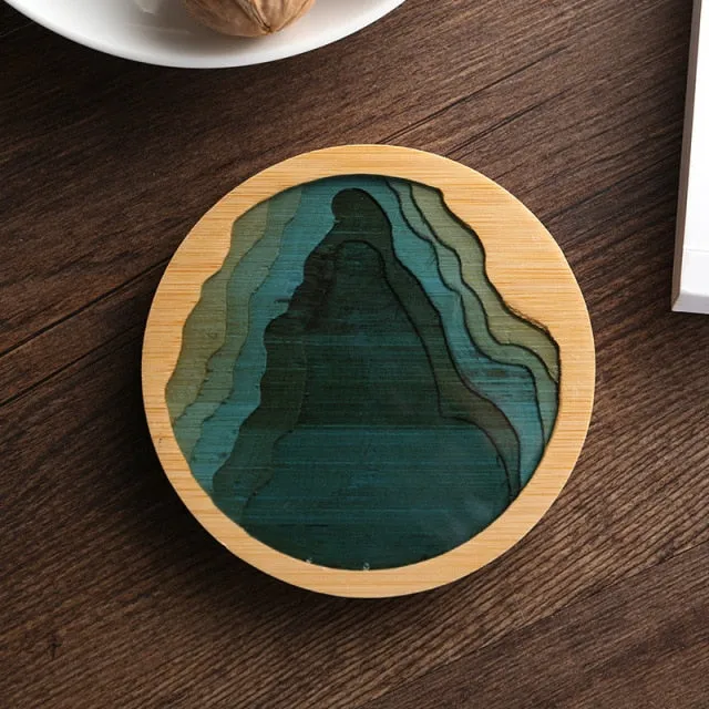 Water Art Insulated Bamboo Coasters