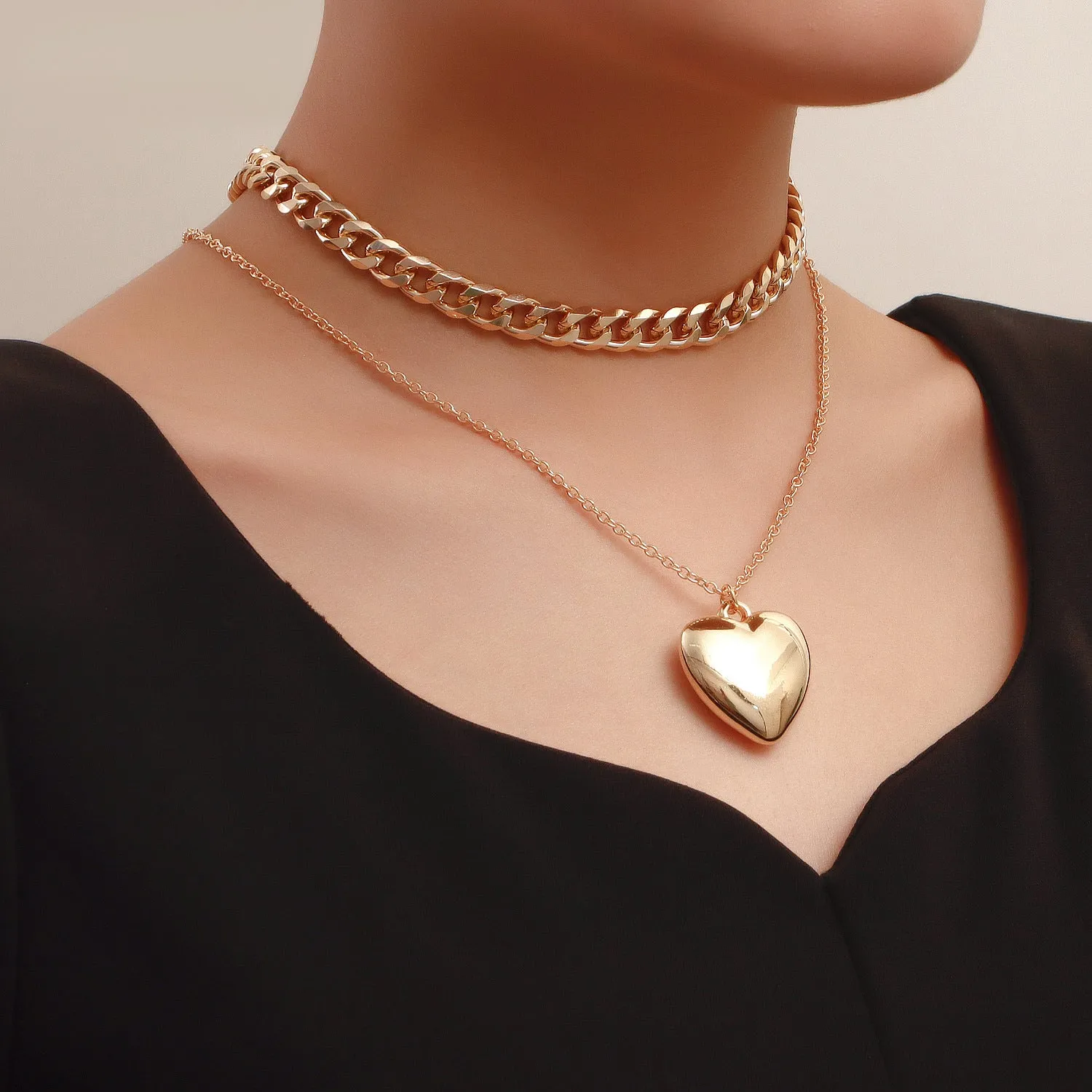 Women's Double-Layer Metal Chain Necklace